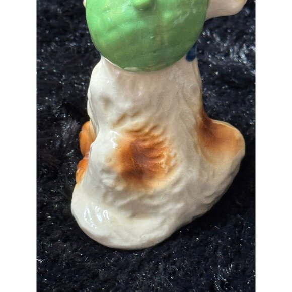 Vintage Occupied Japan Ceramic Terrier Figurine With Green Cap & Pipe - Picture 3 of 6